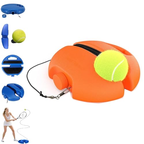 HISKI Tennis Ball Training Baseboard, Tennis Rebounder with Weighted Base, Tennis Trainer Ball with String, Portable Tennis Training Equipment Self Training Tool - color: Orange*1PC