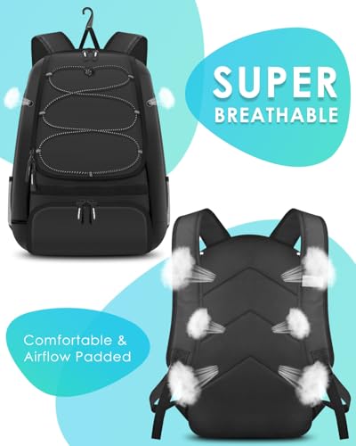 BROTOU Baseball Bag, Softball Bag for Baseballgear & T-Ball Bat, Baseball Backpack with Shoes Compartment for Men/Women - color: Black