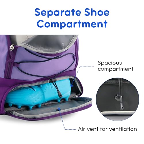 J World Athlete Sports Ball & Baseball Bag. Soccer Volleyball Basketball Backpack Women Men. Kids Softball Bat Bag Girls Boys - color: Purple