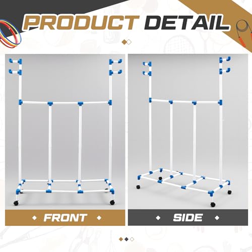 Aurelema Hoop Rope Cart Plastic Hoop Jump Rope Rack Cart with Wheels PE Equipment Rack for Elementary School Primary School Movable Garage Rolling Ball Holder Gym Sports Gear, 48 x 74 x 21.65 Inch