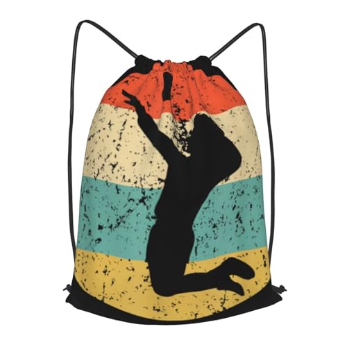 Vintage Retro Volleyball Player Drawstring Backpack Bag Sports Gym Sackpack for Women Men Small - color: Style-6, size: Small