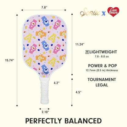 Sonix | USAPA Approved | Premium Pickleball Paddle | Fiberglass Surface, Non-Slip Cushion Grip | Single Pickle Ball Racket - color: Care Bears - Candy Bears
