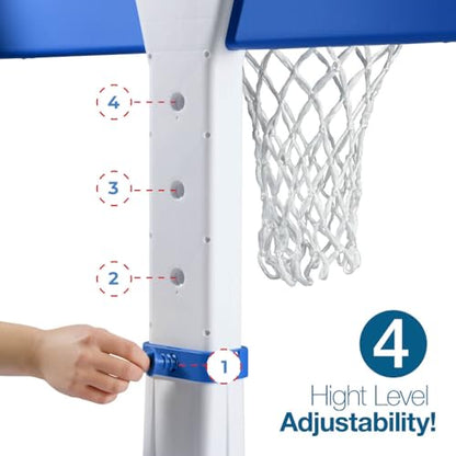 Play22 Pool Basketball Hoop Set - Large 33" Backboard, Adjustable Height Poolside Game with 7-Gal Water Bag in Base (58 lbs), Compact Storage, Durable for Sun & Pool Use, Includes 2 Balls & Pump