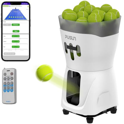 PT-MINI PRO-Tennis Ball Machine - APP Controlled, 65+ Ball Capacity, 8-60km/h Speed Adjustment, 3-5 Hours Battery Life, Lightweight Design, Ideal for Beginner Training - color: White