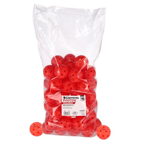 Gamma Photon Indoor Pickleballs, 26 Holes for Precise Indoor Flight, USAPA Approved Pickle Ball for Tournament Play, High Visibility, Durable, Consistent Bounce, Red - color: Red, size: 60 Pack