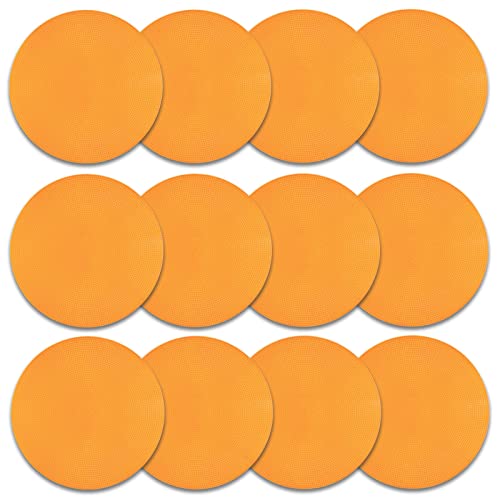 Spot Markers Rubber Floor Dots 9inch Non Slip Agility Dots Flat Cones for Kids Sports Soccer Basketball Training, Social Distancing, Preschool Kindergarten Classroom - style: 12Pcs Orange