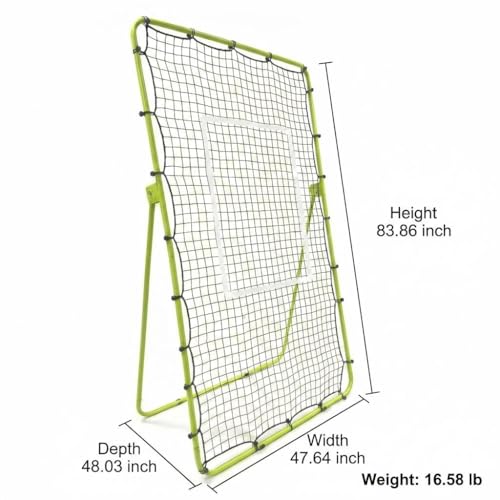 Adjustable Baseball Rebounder Net, 4x4.5 ft, Heavy Duty Bounce Back Net for Batting, Fielding, Pitching – 5 Angles, UV-Resistant, Easy Setup