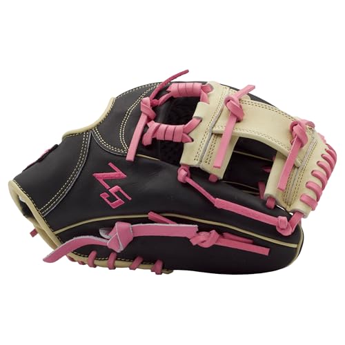 SSK Z5 Craftsman Infield Baseball Glove – 11.25” - 11.5” - 11.75” - 12” – Right & Left Hand Throw - color: Black/Camel/Pink, size: 11.5" - Left Hand Throw