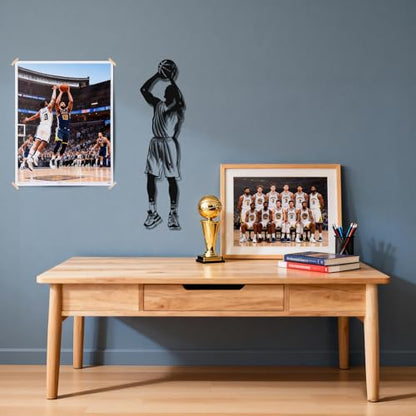 Paquesta Basketball Wall Decor Metal Art Wall Mounted Basketball Hoop Sculpture with Soccer Player Styles, Basketball Gifts for Boys, Men ，Basketball Room Decor
