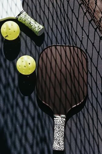 Funky Ace - Patterned Tennis Racket/Pickleball Paddle Overgrip - Non-Slip, Quick Dry, Pre-Cut - Performance Grip Tape - Adjustable Length Pickleball Overgrip Tape - color: Fancy Footwork - Gray