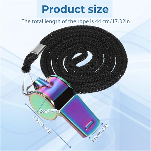TIESOME 4Pcs Stainless Steel Whistle with Lanyard, Super Loud Sports Whistle for Referees, Coaches, Police, Emergency, and Outdoor Sports