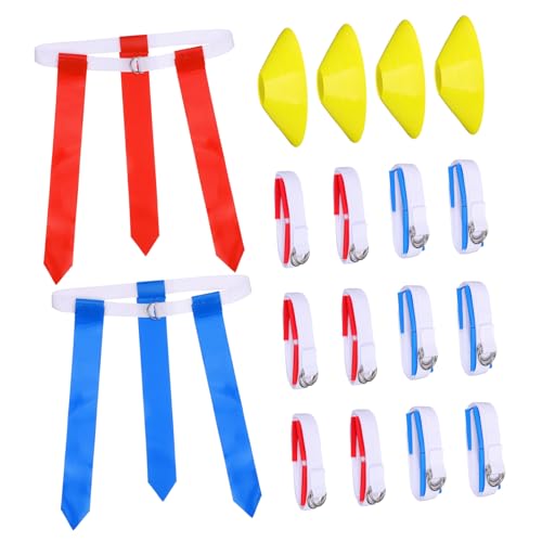 Abaodam 16Pcs Flag Football Training Set Adjustable Belts Cones for Youth and Adult Players for Practice and Drills Includes Flags for Competitive Play