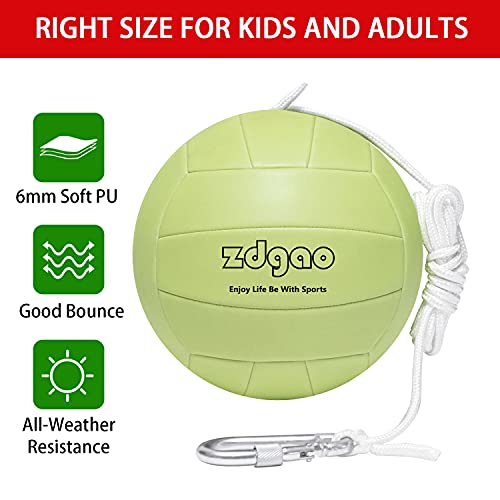 Portable Tetherball-Glow in The Dark Replacement Tether Ball with Carabiner, Ball Pump with Needle for Kids and Adults Outdoors Backyard Game