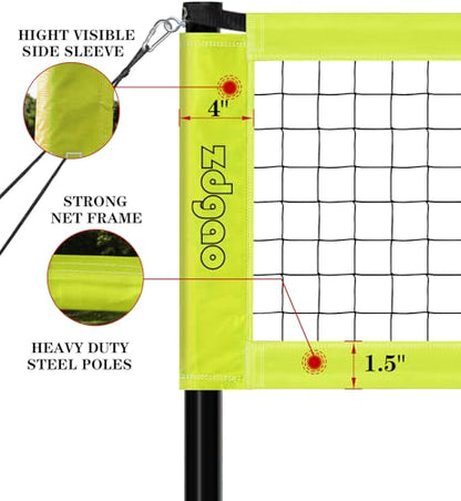 Volleyball Net Outdoor - Portable Volleyball Set for Backyard with Professional Volleyball Net, Wrap Yarn Volleyball and Pump, Boundary Line, Carry Bag - style: Basic-32FT(Yellow)