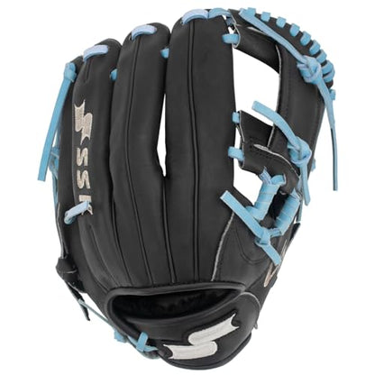 SSK Z5 Craftsman Youth Baseball Glove – 10.5” – 11” – 11.25” – 11.5” Right & Left Hand Throw - color: Black/Columbia - I Web, size: 11.5" - Right Hand Throw