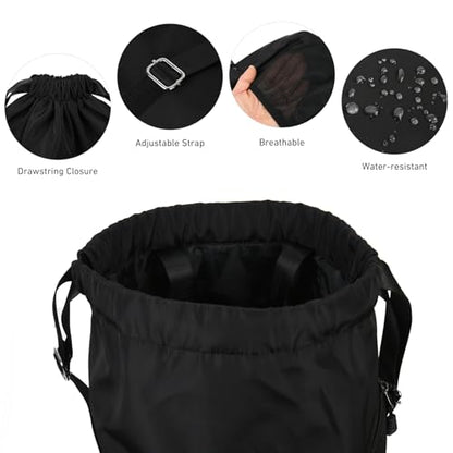 Valleycomfy Waterproof Drawstring Gym Backpack Bag for Men & Women,Sports Gym Bag with Side Pocket Black - color: A-black