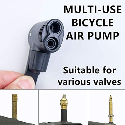 Dual Head Bike Track Pump - 2 Pieces with Bicycle Valve Connector & Adapter
