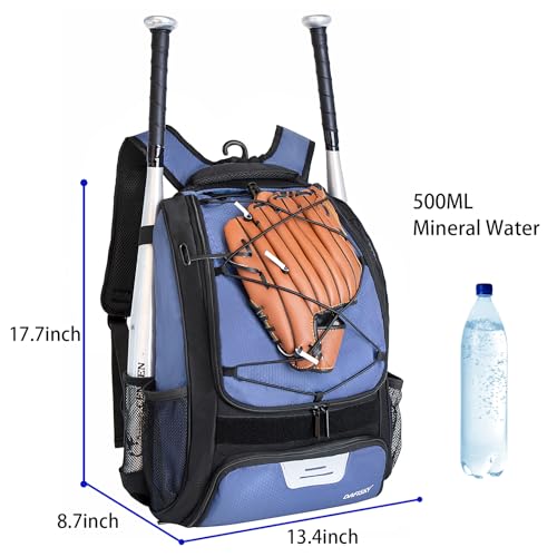 DAFISKY Baseball Bag Softball Backpack - Youth Adult T Ball Bat Equipment Bag with Bat Helmet Holders, Shoe Compartment - color: Purple