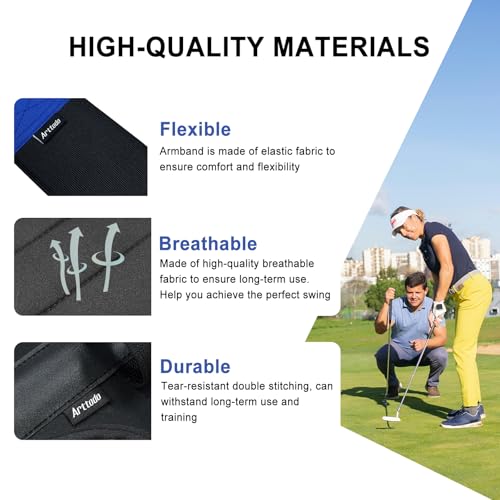 Golf Training Kit with Arm Band & Wrist Strap, Golf Swing Training Aid to Correct Wrist Angle and Develop Muscle Memory for Beginner Golfers