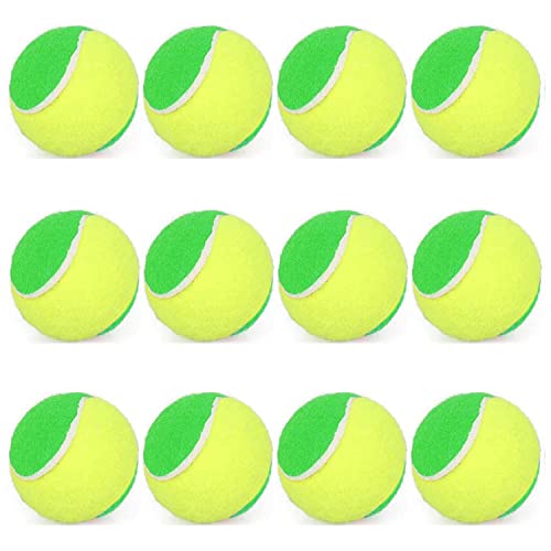 URBEST Tennis Ball 12 Packs Training Tennis Balls Practice Balls for Novice Player, Pet Dog Playing Balls with Mesh Carry Bag - color: Yellow-green