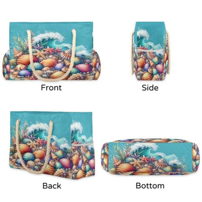 Beach Bag Waterproof Sand-proof Canvas Tote Lightweight Shoulder Bag Suitable for Family outdoor travel - color: E5