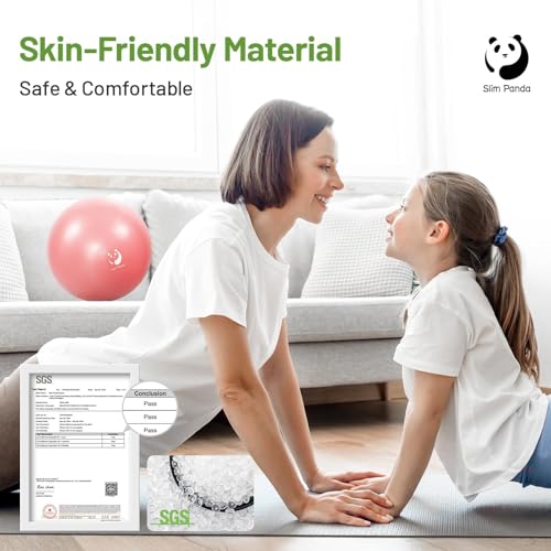 Slim Panda 9 Inch Pilates Ball - Anti-Burst Mini Yoga Ball with Needle Valve Pump - Small Exercise Core Ball for Barre, Stability & Physical Therapy
