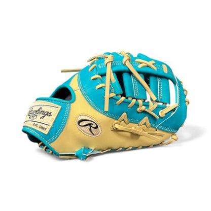 Rawlings Heart of the Hide Speed Shell Baseball Glove – Teal/Blonde – First Base Mitt & Catcher’s Mitt – Pro HOH Leather – Lightweight – RHT & LHT Available - size: 13