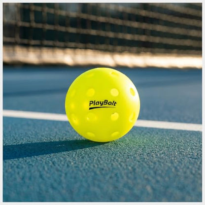 PlayBolt Outdoor Pickleball Balls - Premium Pickle Balls Set USAPA Approved, 40 Hole Crack Resistant Tournament Ready Pickleballs - color: Electric Yellow, size: 6 Pack