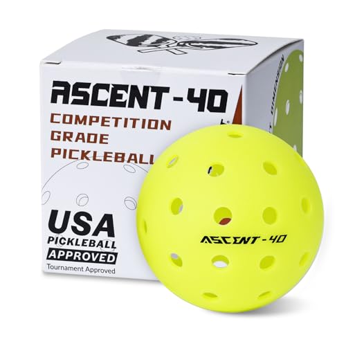 Warping Point Outdoor Pickleball Balls USAPA Approved | 4 Pack, 12 Pack | 40 Holes Competition Pickle Balls for Tournament Play | Crack Resistant Pickleball for Beginner Intermediate Pro Player - style: Outdoor - Single