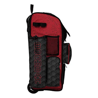 Boombah Rolling Superpack 2.0 3DHC Baseball/Softball Gear Bag - 23-1/2" x 13-1/2" x 9-1/2" - Multiple Colors - Telescopic Handle and Holds 4 Bats - Wheeled Version - color: Black/Red