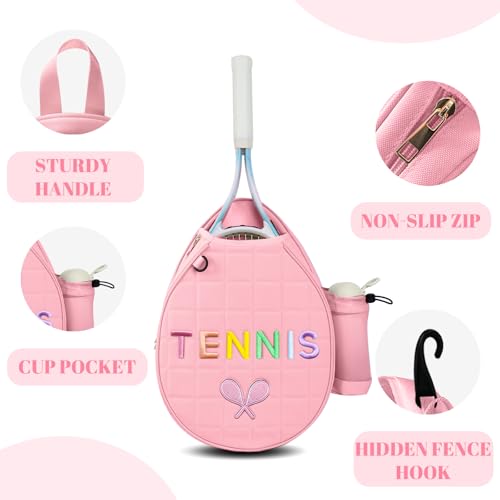 NZNDB Tennis Bags for Women Girl, Tennis Sling Crossbody Backpack, Water Resistant Tennis Bag for Pickleball, Tennis, Racketball - color: Pink
