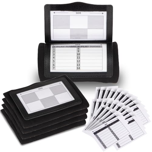 Football Wristbands with 5 Playbook Cards, Clear PVC Windows Wristbands Sports for Youth & Adults, 5on5 Flag Football Wrist Bands, QB Arm Bands for Quarterback, Catcher, Referee - color: Black, size: 5 Pack