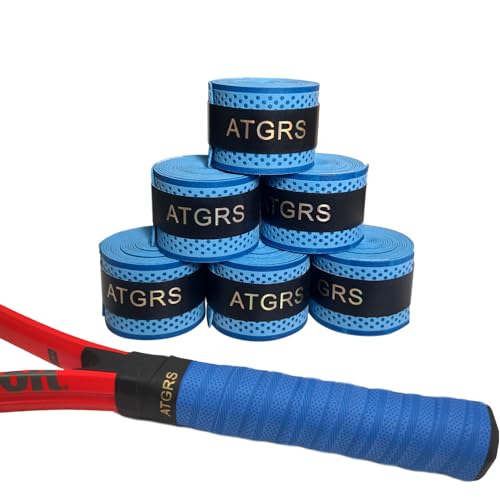 Tennis Grip Tennis Racket Grip Tape Absorbent Anti-Slip Tennis Overgrip for Tennis Badminton Pickleball Racquet Handle Overgrips and Overwraps, Embossed Surface - color: 6 Blue Grips