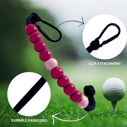 Pack 3pcs, Golf Beads Count Stroke Score Counter, Durable 550 lbs Paracord String with 10 Beads, Easy Scorekeeping, Hand-Braided with Clip - style: Pack 3pcs - Pink