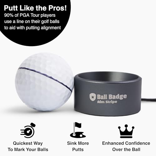 Ball Badge Aim Stripe - 360 Degree Golf Ball Line Marker Kit with Golf Bag Attachment for Perfect Alignment and Precision Putting - color: Grey