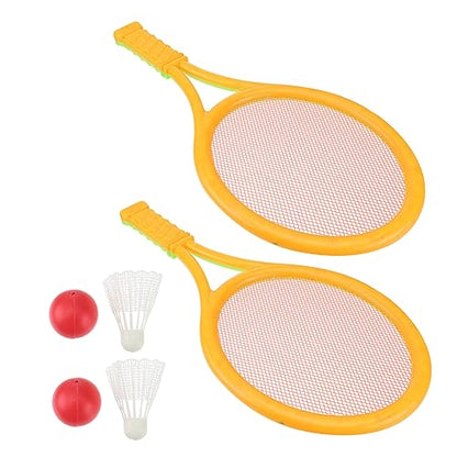 2Pcs Parent Outdoor Sports Tennis and Badminton Racket Set Large Racket with Tennis Balls and Badminton Rackets for Family Fun and Beginner Learning Activities