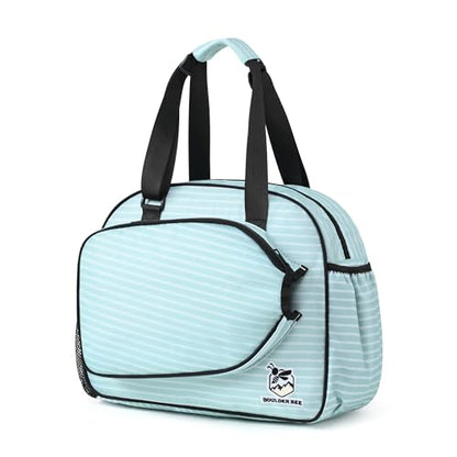 Boulder Bee Pickleball Bags, Premium Pickleball Tote Bag for Girls, Women’s Hand/Shoulder Gym Bag w Water Bottle Holder, with Pickleball Racquet/Paddle Holder - color: Stripe-Green