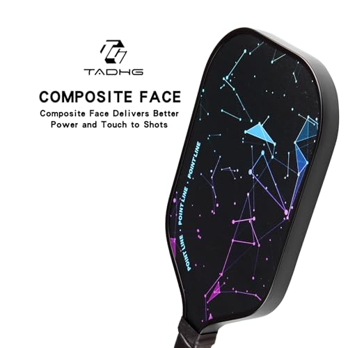 TADHG Pickleball Paddle Set 2 Lightweight 8.4oz Paddles with Honeycomb Core Spin-Friendly Surface 4 Balls - color: 02. Gradient Blue