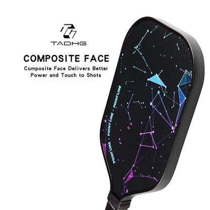 TADHG Pickleball Paddle Set 2 Lightweight 8.4oz Paddles with Honeycomb Core Spin-Friendly Surface 4 Balls - color: 02. Gradient Blue