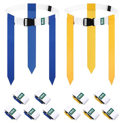 Flag Football Belts, 10/14 Player White Flag Football Sets for Youth, Kids and Adults Team Sports Training Games - color: Yellow and Blue