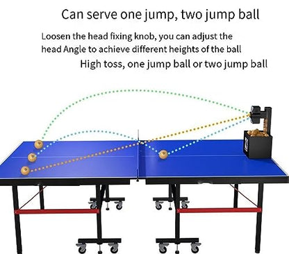 Ping Pong Robot Machine, Ping Pong Tennis Ball Launcher with Remote Control, 4-40 M/S Can Hold About 100 Balls, Penalty Kick, Forehand and Backhand Practice, for Home School Practicing
