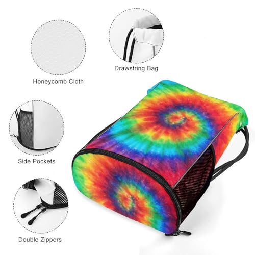 Tie Dye Drawstring Backpack Gym Bag With Shoe Compartment String Bag Sport Beach Swimming Sackpack For Women Men - color: Tie Dye