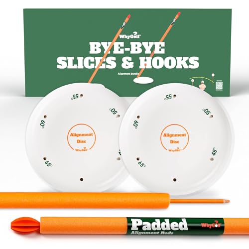 WHYGOLF Alignment Discs & Padded Golf Alignment Rods – Versatile Golf Training Aid for Swing Plane, Path, Posture & Setup – Easily Adjust Angles for Better Accuracy - style: Discs & Rods Bundle