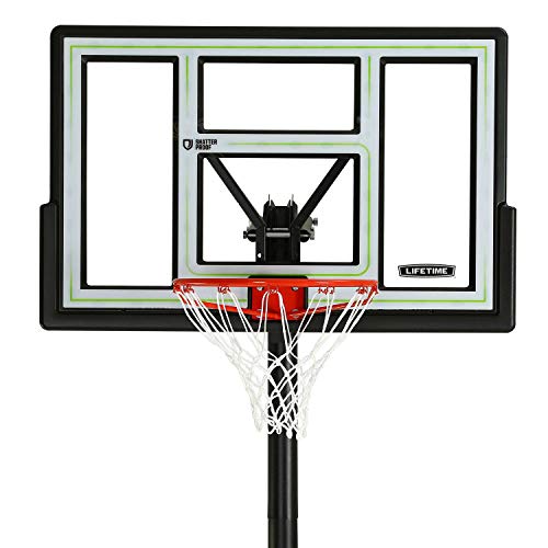 Lifetime Pro Court Height Adjustable Portable Basketball System, 44 Inch Backboard, Blue/White