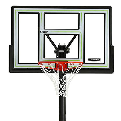 Lifetime Pro Court Height Adjustable Portable Basketball System, 44 Inch Backboard, Blue/White