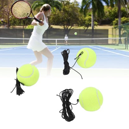 Elastic String Rebound Tennis Training Ball,High Elasticity Rubber Core Abrasion Fiber Tennis Trainer,Self Practice Tool for Beginner Intermediate Players Indoor Outdoor Use