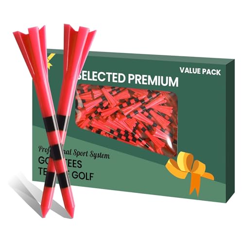 VEASAERS Golf Tees Plastic 3 1/4 2 3/4 inch Unbreakable 20 50 100 Pack, Bulk Long Stronger Upgrade More Durable Stable Reduce Friction Side Spin Tee Pink Pouple Gift for Men Women
