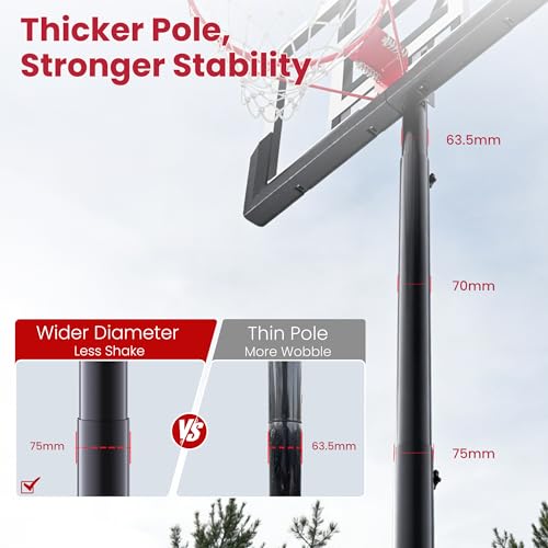 Feelwin Basketball Hoop, Portable Adjustable Height Basketball Goal with Wheels in Driveway, Backyard & Outdoor for Kids Youth and Adults - size: 45in Backboard