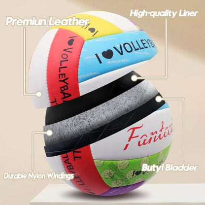 Size 5 Volleyball with Pump, Waterproof Solf Beach Volleyball for Indoor Outdoor Match Games