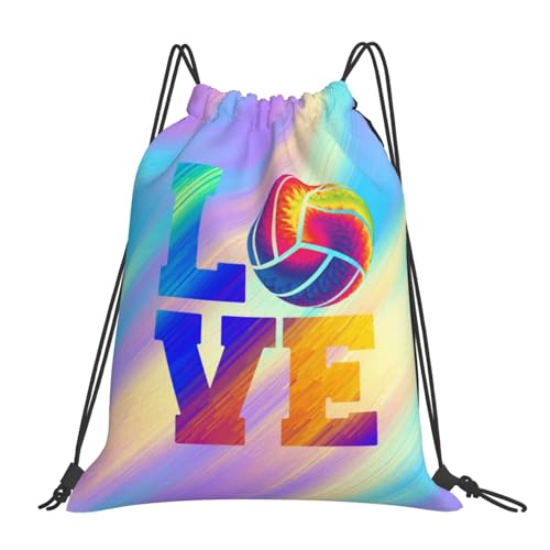 Love Volleyball Unisex Drawstring Backpack Bag Sport Gym Travel Swim Sackpack